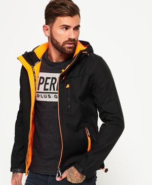 Superdry Hooded SD-Windtrekker Férfi Kabát Fekete/Narancssárga | NJTXY1742